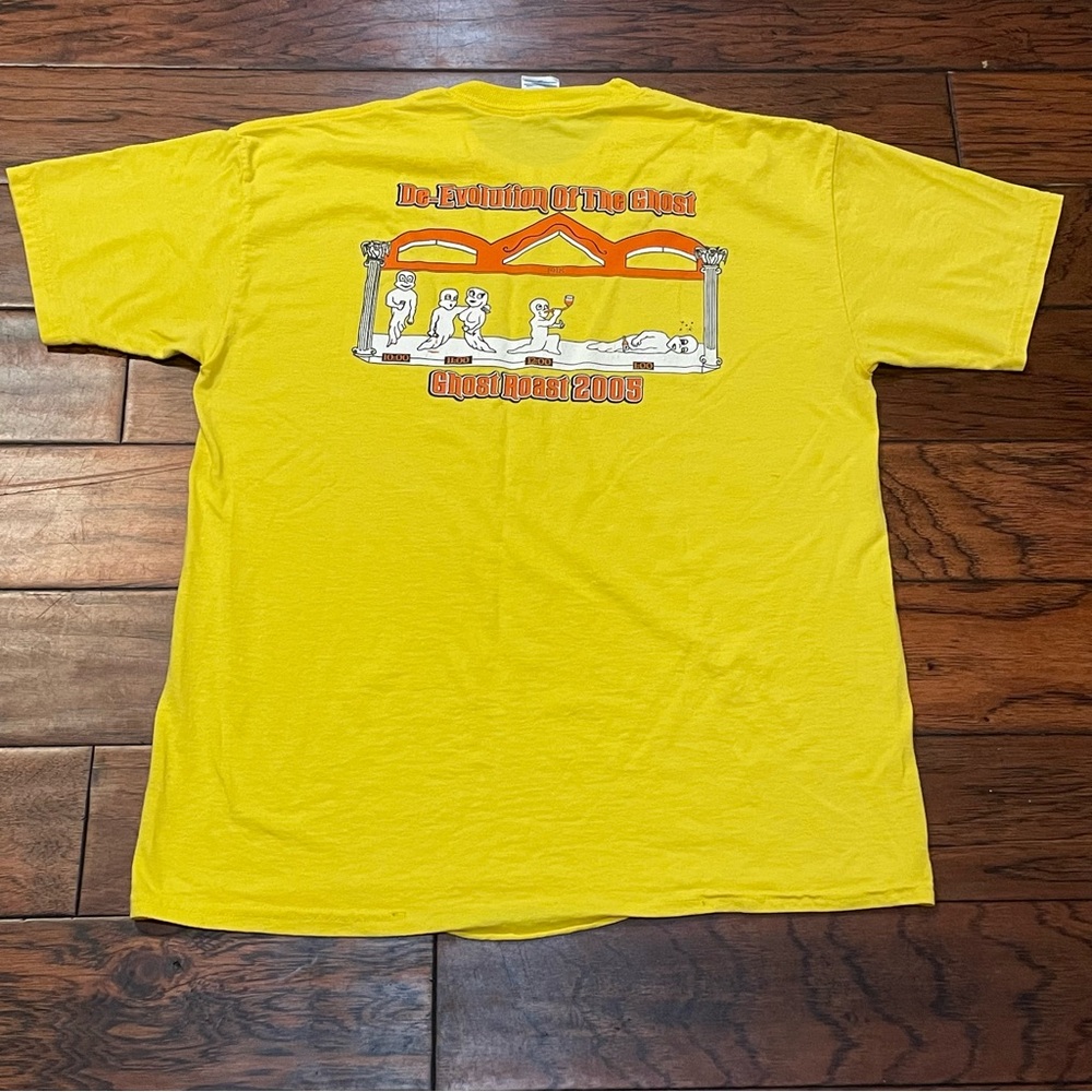2005 Hendrix College Ghost Roast Yellow T-Shirt Conway Arkansas Sz L